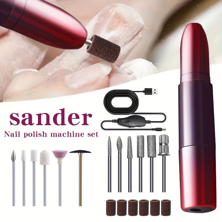 Taladro de uñas portátil, kit profesional de manicura eléctrica con 18 cabezales reemplazables, velocidad ajustable - alto RPM, ideal para cuidado de uñas y pies, incluye empujador de cutículas, regalo perfecto para mujeres, cumpleaños, días festivos y D