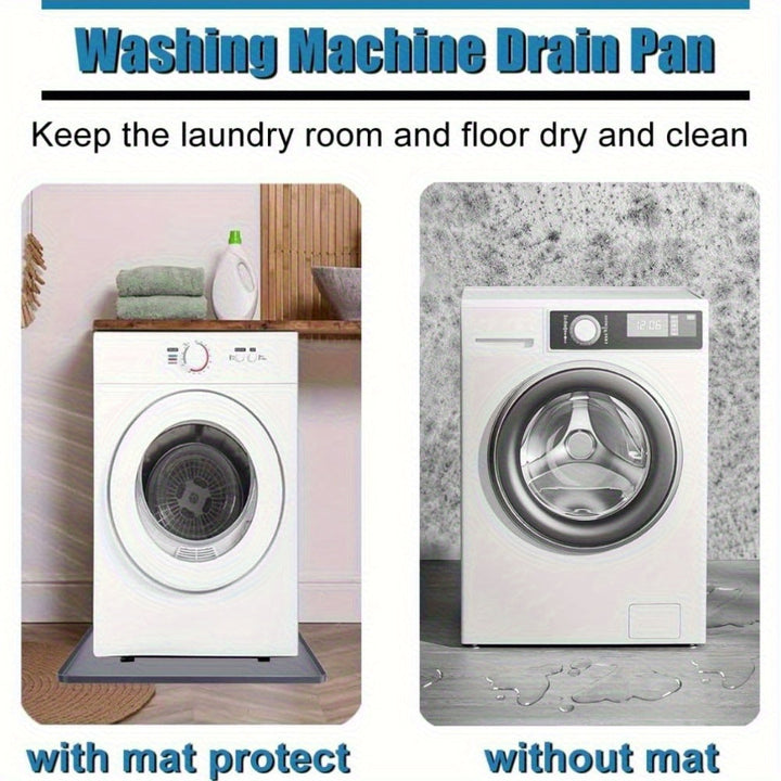 1 pieza de bandeja de goteo para lavadora de silicona, bandeja de drenaje para lavadora antideslizante, protector de suelo antivibraciones para secadora y lavadora, alfombrilla de fugas fácil de limpiar, diseño sin agujeros