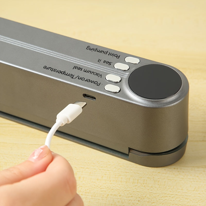 Selladora al Vacío Recargable USB, Batería de 1200mAh, Diseño Inflable y Multifuncional para Hogar y Exteriores, Ahorra Espacio, Ideal para Conservar Alimentos, Snacks, Carne, Frutas y Verduras - Voltaje de Trabajo ≤36V