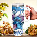 1pieza Disney Stitch Taza de viaje de acero inoxidable de 40oz, Taza de bebida fría reutilizable de alto volumen, Doble capa, Solo lavado a mano, Multifuncional, Ideal para regalos festivos, Pascua Ramadan - No necesita electricidad