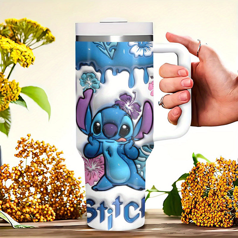 1pieza Disney Stitch Taza de viaje de acero inoxidable de 40oz, Taza de bebida fría reutilizable de alto volumen, Doble capa, Solo lavado a mano, Multifuncional, Ideal para regalos festivos, Pascua Ramadan - No necesita electricidad