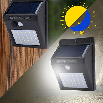 Luces de Pared Solares con Sensor de Movimiento 30LED, IP44, Lámpara Solar Exterior de 800mAh para Jardín y Garaje
