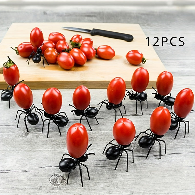 12/24 piezas de tenedores para fruta con diseño de hormiga, hechos de material plástico de polipropileno (PP), ideales para fiestas y celebraciones