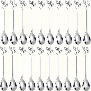 20pcs Cuchara de Café de Acero Inoxidable, Diseño Elegante de Hoja para Té, Ideal para Postres, Aperitivos, Elección Ideal para Bodas y Fiestas