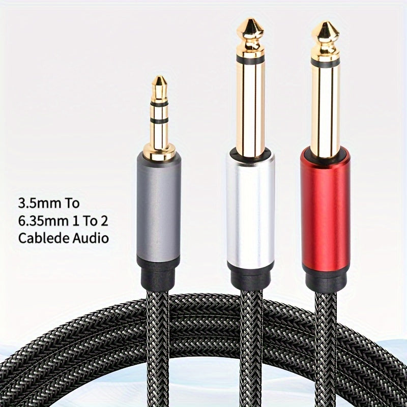 Cable de audio de 3.5 mm a 2 cables de audio de 6.35 mm, cable de audio macho mono de 3.5 mm a doble de 6.35 mm, cable de audio de 3.5 mm de cobre libre de oxígeno, cable de audio divisor Y de 3.5 mm a 6.5 mm. Eid Al-Adha Mubarak