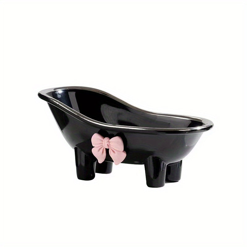 1pc Placa de Jabón con Lazo Lindo, Soporte de Jabón de Plástico con Forma de Bañera Creativa, Accesorio de Baño Rectangular para Jabón y Productos de Limpieza, Placa de Jabón
