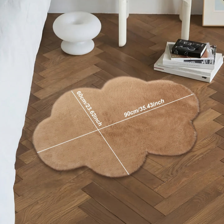 Alfombra de Área en Forma de Nube de Piel Sintética de Conejo - Suave, Gruesa y Cálida para Decoración de Invierno | Poliéster Lavable a Mano con Base de PVC | Perfecta para Halloween, Navidad, Pascua, Acción de Gracias