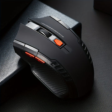 Ratón sin varillas Ergonómico de 2.4GHz para Juegos/Oficina, Ratón Portátil con Rueda de Desplazamiento Metálica, Sin Cable, Receptor USB, Plug & Play, para Computadora Portátil/Escritorio (Batería No Incluida)