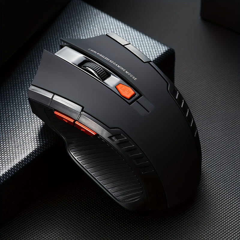 Ratón sin varillas Ergonómico de 2.4GHz para Juegos/Oficina, Ratón Portátil con Rueda de Desplazamiento Metálica, Sin Cable, Receptor USB, Plug & Play, para Computadora Portátil/Escritorio (Batería No Incluida)