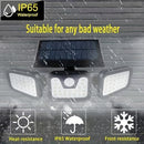 Lámpara de pared solar de 74 LED con tres brazos, iluminación ajustable de múltiples ángulos para patios al aire libre, iluminación activada por humanos y caminos - Impermeable IP65, batería de litio, instalación fácil, iluminación al aire libre | Lámpar