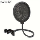 Bomaite - Cubierta de micrófono con cancelación de ruido, Grabación de estudio, accesorio de Aislamiento, estabilizador con clip de cuello de cisne flexible de 360°