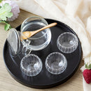 1pc Bandeja de Servir Té de Madera Maciza Redonda Negra con Diseño de Bambú - Elegante Bandeja de Presentación para Snacks, Café y Té Chino, Opciones de Diámetro de 21/24/27/30cm, Bandeja de Té
