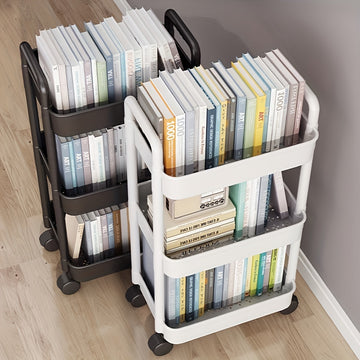 Carrito de Almacenamiento con Ruedas de 3 Niveles - Organizador de Plástico Blanco y Negro Versátil para Cocina, Baño, Dormitorio - No Requiere Montaje, Regalo Perfecto de Navidad, Organizadores y Almacenamiento para Baño
