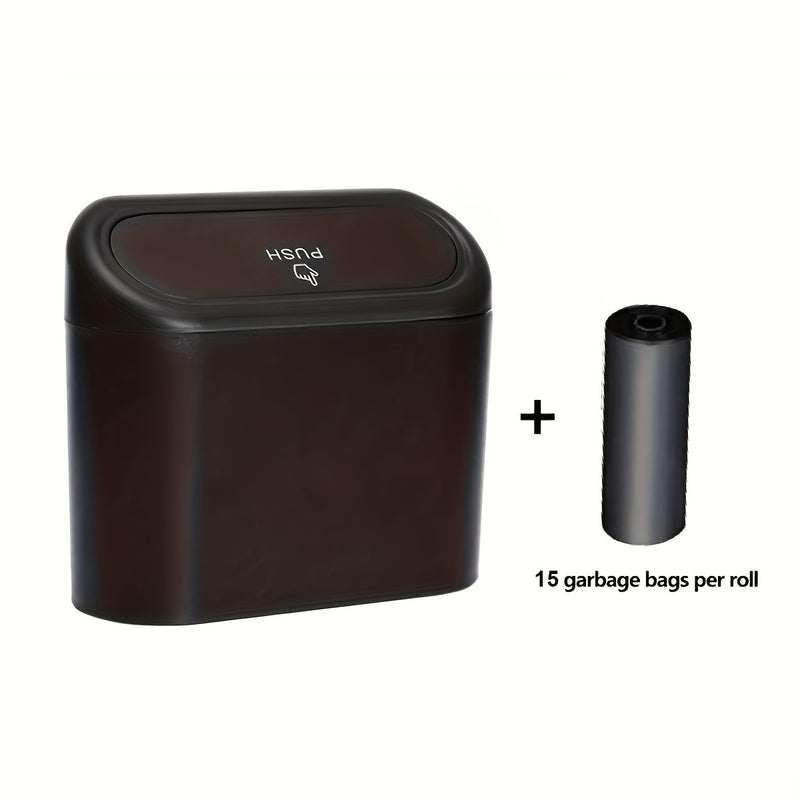 Bote de Basura Colgante Compacto para Puerta de Coche con Tapa - A Prueba de Fugas y Agua, Incluye 1 Rollo de Bolsas de Basura, Solución de Almacenamiento Versátil para el Hogar y el Vehículo