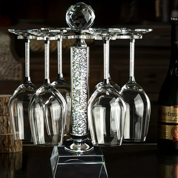 Portavasos de Vino de Cristal con Estrás de Lujo Ligero Adecuado para Decoración y Almacenamiento en el Escritorio del Bar Doméstico
