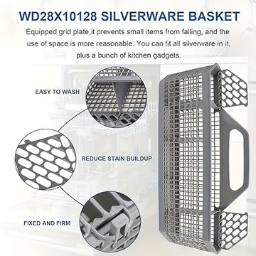 Cesta de reemplazo para lavavajillas - Organizador de cocina de plástico duradero con agujeros de ventilación, diseño que ahorra espacio para almacenamiento de lavavajillas y utensilios, accesorio de fácil acceso para cocinas modernas, organizador de lav