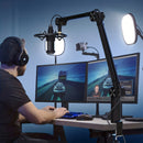 Micrófono de brazo con soporte de escritorio, soporte de micrófono Elegance con gestión de cables, rotación de 360°, ajustable y plegable, podcast, juegos, radio y estudio, resistente y universal, para Blue Yeti FIFINE HyperX QuadCast AT2020 Shure y otro