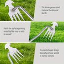 Pulidor de malezas manual de acero inoxidable con mango largo - Herramienta de desmalezamiento de jardín de doble propósito, diseño de 4 garras para la eliminación efectiva de raíces, mango de madera ergonómico para uso en jardines y granjas, eliminador