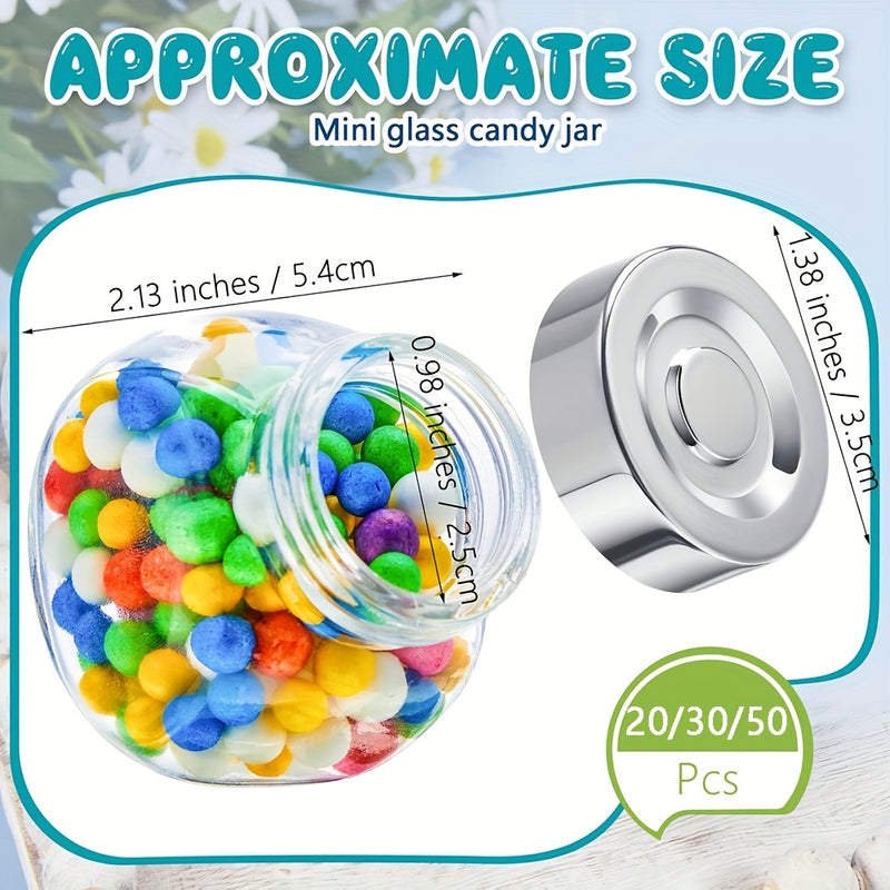 20/30/50pcs, Tarro de Vidrio Mini con Tapa 1.7oz Tarro de Caramelo Mini Tarro Mason Pequeño con Tapa Contenedor de Vidrio Pequeño, Utilizado para Regalos Regalos de Boda Tarro de Miel de Especias Azúcar Helado Herbal