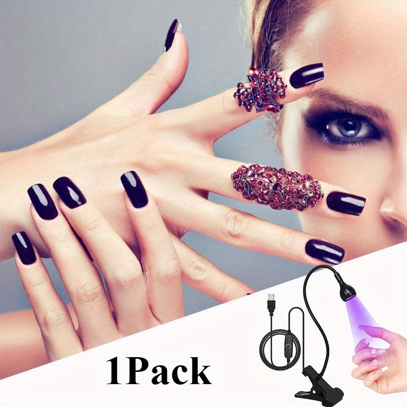 1-Pack Lámpara LED para Uñas con Cuello Flexible y Clip - Secador de Uñas USB, Curado Rápido sin Luz Libre, Manicura Pedicura Salón y Hogar, Sin Olor, Construcción en Acero Inoxidable/Plástico, Equipo de Pedicura