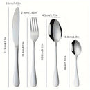 Juego de 24 piezas de cubiertos de acero inoxidable 1010, incluye cuchillos, tenedores, cucharas, cucharas de postre y cucharitas, ideal para cocina en casa, hotel, restaurante, fiestas, bodas y regalos