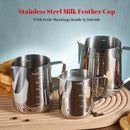1pc Vaso Espumador de Leche de Acero Inoxidable Premium con Marcas de Escala Precisas - Ideal para Espresso, Latte, Cappuccino | Jarra de Metal Duradera y Fácil de Limpiar con Guía de Medición