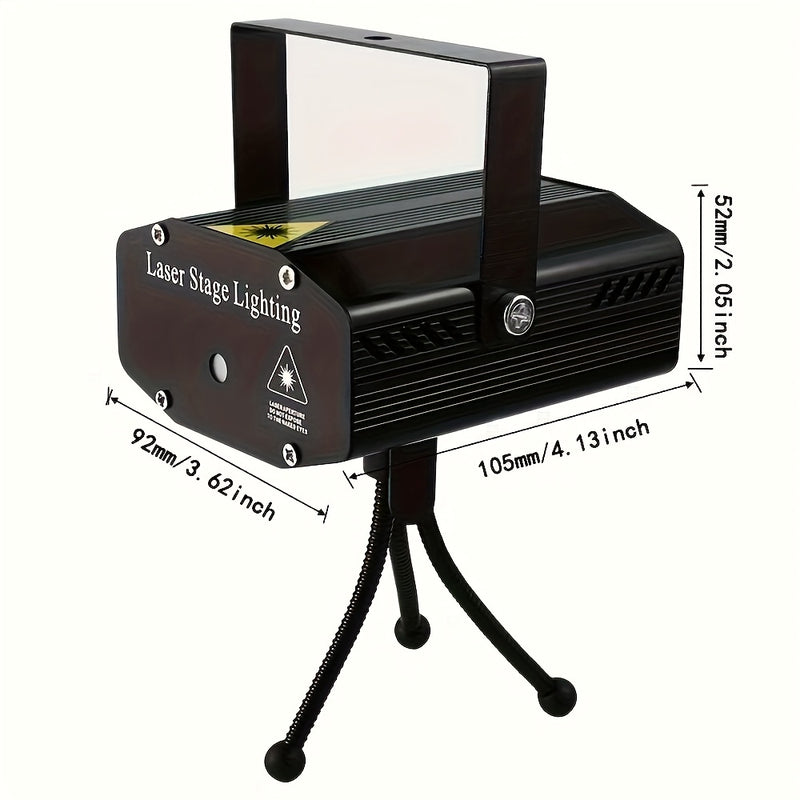 Luz láser de ambiente con activación por sonido y frecuencia de destello ajustable, alimentada por USB, de bajo consumo (<0.4mW), para clubes, fiestas navideñas, pistas de baile y presentaciones en escenario (azul/negro, acabado cepillado), luz láser par