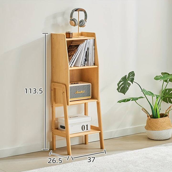 1 Pieza, Estantería De Bambú Para Exhibición, Librería De Varios Niveles, Gabinete De Almacenamiento Independiente, Organizador De Pared Para Sala De Estar, Aparador De Tv, (26.5cm/10.43'' De Ancho X 113.5cm/44.69'' De Alto X 80cm/31.5'' De Largo)