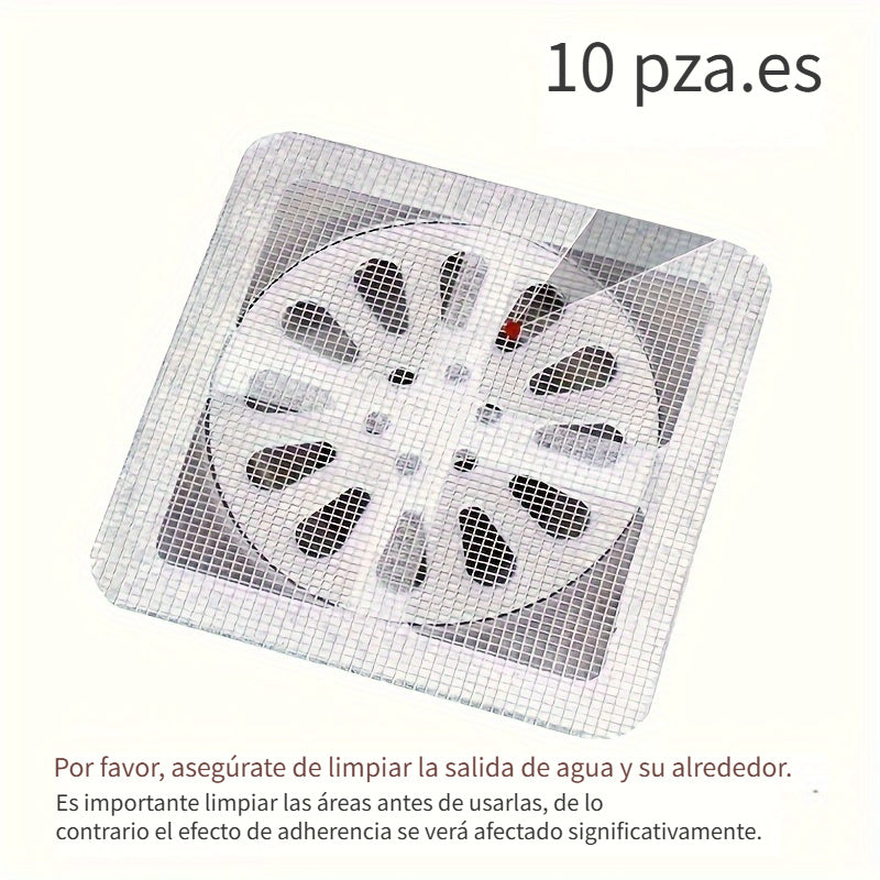 10 piezas de filtro para cabello en el baño, pantalla anti-insectos adhesiva para desagüe del inodoro y cocina, evita obstrucciones
