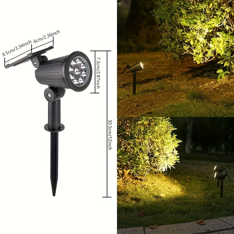 1 pieza de luces de jardín solares de 9 LED - Soporte ajustable, IP65, resistente al agua, sensor automático de día/noche, carcasa plástica resistente al tiempo, ideal para jardines, césped, senderos y iluminación de garajes, luces de jardín | Luz de pai