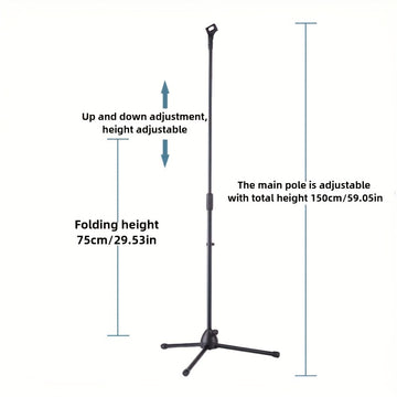 Soporte de Micrófono Ajustable para Suelo con Pinza, Base Triangular Resistente – Ideal para Transmisiones en Vivo y Karaoke: Canto en Casa, Fiestas Privadas, Discursos y Actuaciones al Aire Libre/Interior – Soporte Duradero Multiusos