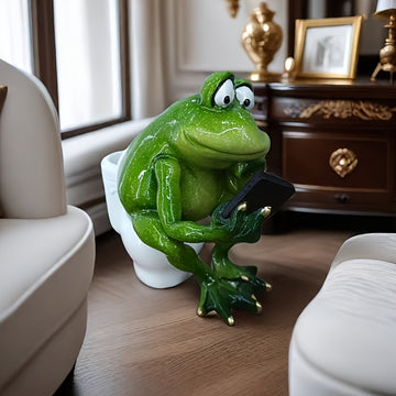 Figura de Risa de Resina con Diseño de SmartPhone para Baño - Decoración Caprichosa de Inodoro de 14.48cm, Decoración Interior/Exterior para Sala de Estar, Oficina o Estudio