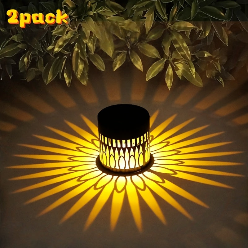 2 piezas, luces de pared con proyección solar IP65, luces LED de girasol para exteriores, decoración festiva para Halloween y Navidad, ideales para jardines, céspedes, patios, terrazas y escaleras, perfectas para fiestas de cumpleaños