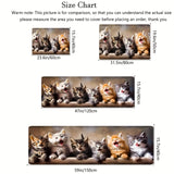 1PC Alfombra de corredor rectangular de punto de poliéster con respaldo antideslizante, lavable a máquina, pelo bajo, patrón de gato suave para cocina, sala de estar, dormitorio, baño, oficina - Alfombra de suelo cómoda y de aspecto fresco