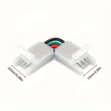 Conectores en L de Esquina Ajustables de 90 Grados de 4 Pines para Tiras de LED RGB 5050 de 10mm de Ancho Conexión sin Soldadura con Clip