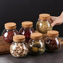 Tarro de Almacenamiento de Vidrio Hermético con Tapa de Corcho - Libre de BPA, Contenedor Redondo Multiusos para Té, Snacks y Más - Organizador de Cocina Fácil de Limpiar