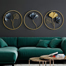 2D Plano, 3 Piezas de Decoración Acrílica Moderna al Estilo Europeo con Ginkgo para Colgar en la Pared sin Marco y Agujeros Pre-perforados para Sala de Estar Dormitorio Guardería Adhesivos Artísticos, 2D Plano