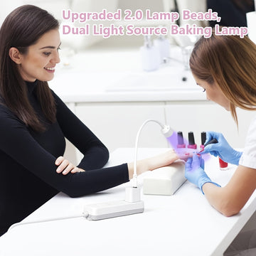 LISHUMEI 360° Lámpara de uñas de gel LED ajustable en forma de U - Lámpara de manicura de curado rápido con alimentación USB portátil con luz suave para salón y DIY, blanco, lámpara de uñas, equipo de salón, diseño elegante, plástico duradero
