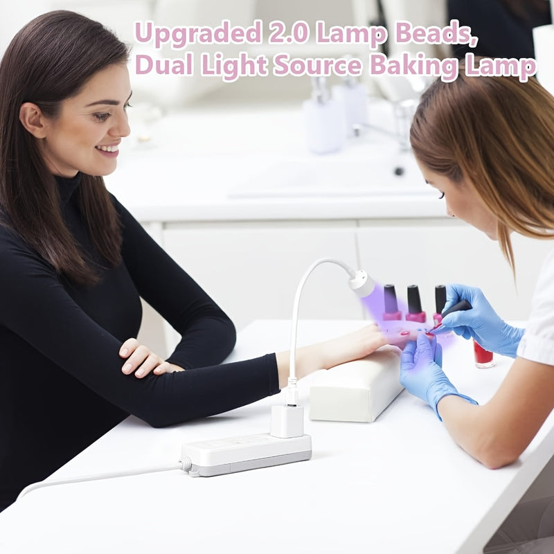 LISHUMEI 360° Lámpara de uñas de gel LED ajustable en forma de U - Lámpara de manicura de curado rápido con alimentación USB portátil con luz suave para salón y DIY, blanco, lámpara de uñas, equipo de salón, diseño elegante, plástico duradero