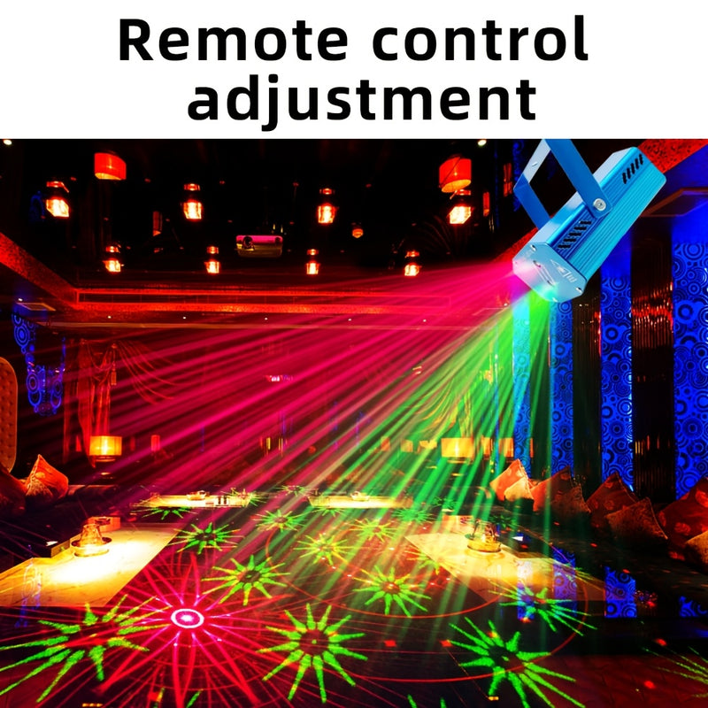 Luz láser doble con concha azul cielo estrellado 07, luz disco, luz para escenario, luz láser trampet, portátil, ideal para presentaciones en vivo, reuniones familiares, fiestas, bodas, bares, KTV, luces para ambiente festivo