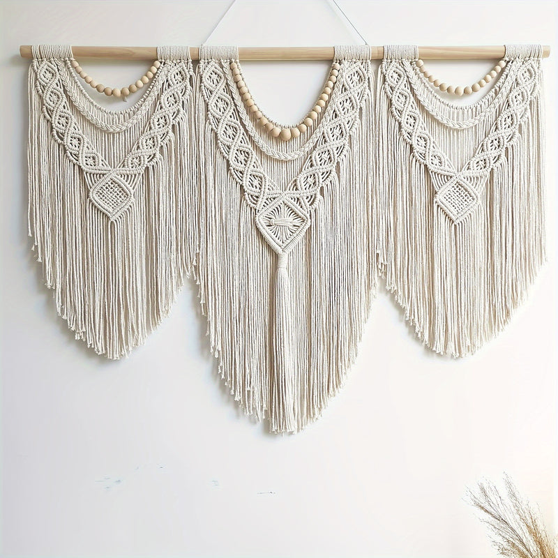 Tapiz bohemio con borlas grandes, decoración tejida a mano elegante para el hogar, dormitorio, sala de estar, bodas, fiestas de Halloween y Navidad