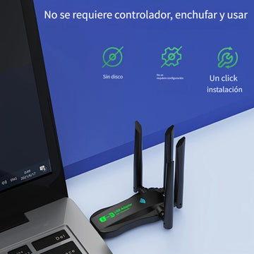Adaptador inalámbrico BT 2 en 1 vszapower, WiFi dual frecuencia 1300M, alimentado por USB, plug & play, internet de alta velocidad, sin necesidad de controladores, compatible con BT y WiFi, control por aplicación, voltaje de operación ≤36V, sin batería r
