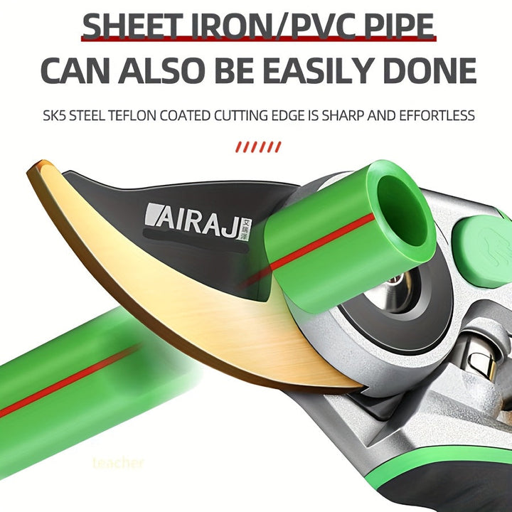 Tijeras de poda ergonómicas de acero inoxidable AIRAJ, tijeras de jardín multifuncionales con mango antideslizante, cortadora de ramas duradera para jardinería y cuidado de césped, ambidiestra, hoja de acero de alta carbonatación, no necesita electricida