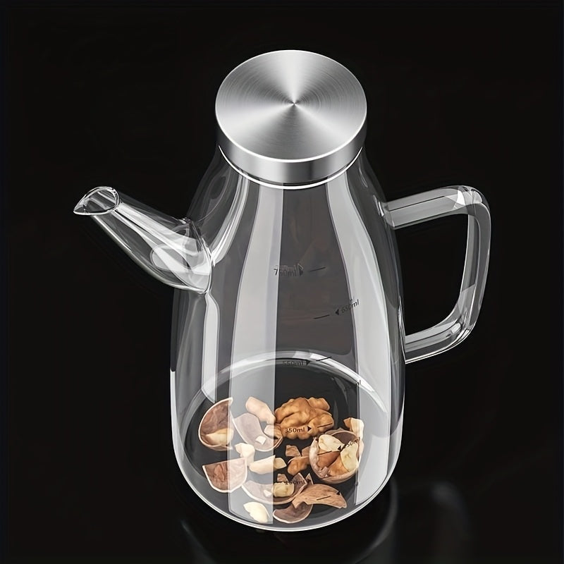 1pieza Tapa de Acero Inoxidable Botella de Aceite de 1000Ml Vidrio Borosilicato de Alta Resistencia al Calor y Frío Botella de Aceite y Vinagre con Gran Diámetro Botella de Aceite Impermeable para Verter Botella de Aceite para el Hogar con Gran Capacidad