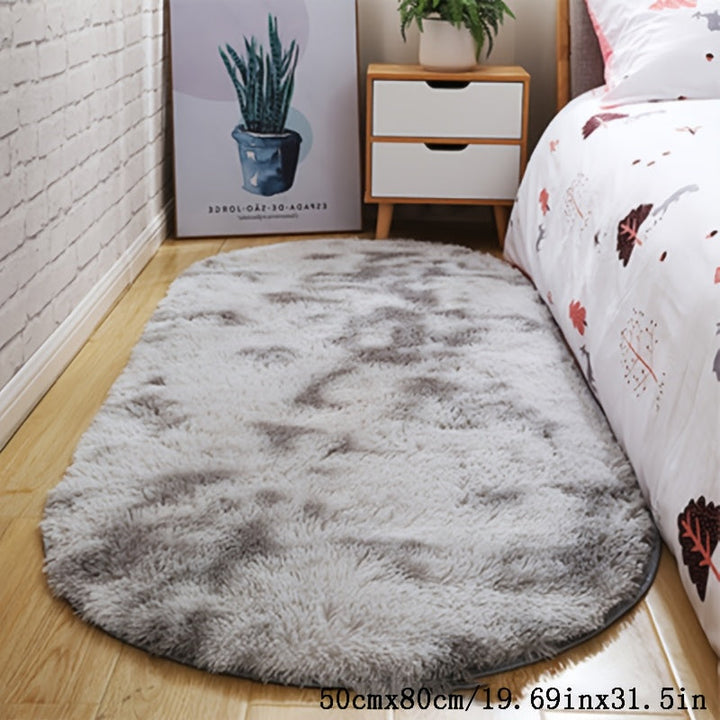 1 alfombra semirredonda tie-dye peluda de lujo, antideslizante, lavable a máquina, 100% poliéster, cojín para piso, decoración suave y mullida para dormitorio, sala, entrada, balcón y alféizar