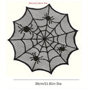 Cojines de red de araña para bebidas - 1 pieza, 2 piezas o 4 piezas, diseño de red de poliéster negro con acordes rojos, perfecto para decoraciones de fiestas de Halloween y uso doméstico, vajilla espeluznante | Decoración de patrón de red | Bebida durad