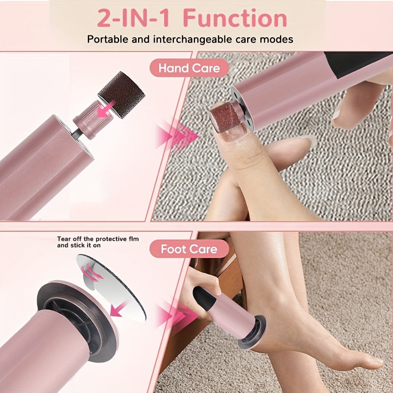 Exfoliador Eléctrico de Pies y Lijadora de Uñas Recargable - Dispositivo de Pedicura con Batería de Litio de Larga Duración, Sin Fragancia, USB, para Hogar, Viajes o Salón - Herramienta Profesional de Cuidado de Uñas, Diseño Elegante, Construcción de Alt