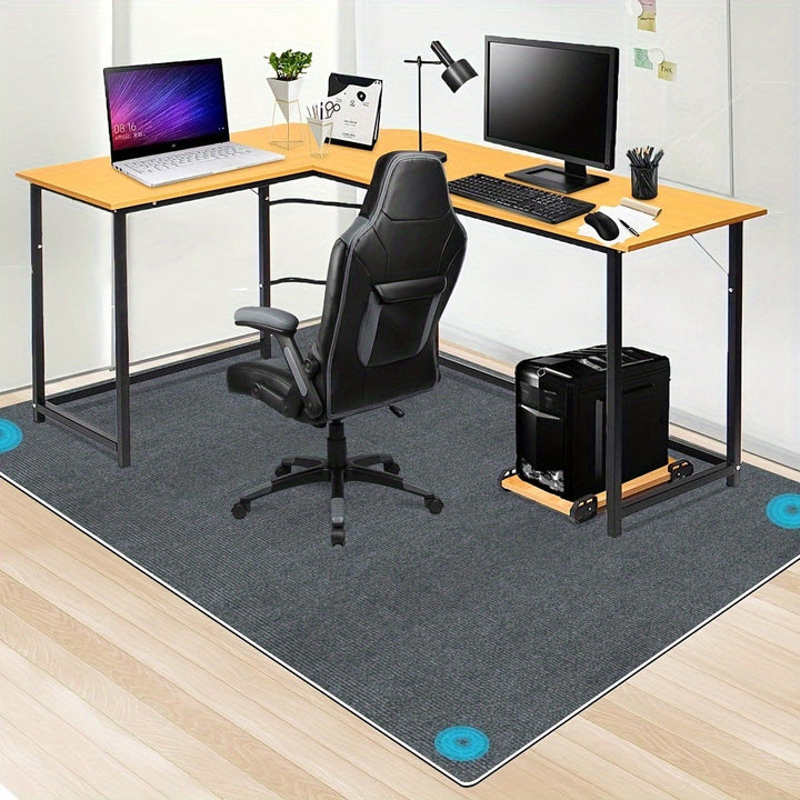 1pc Alfombra para silla de oficina, KOKOJO, para pisos de madera dura y cerámica, alfombra de silla giratoria para computadora, grande, antideslizante, hecha de poliéster, con escritorio bajo perfil de alfombra baja, para oficina en casa