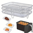 Conjunto de 3 piezas de Accesorios para Freidora de Aire de Acero Inoxidable 304, Rejilla para Microondas, Rejilla de Acero Inoxidable para Freidora de Aire Multifuncional Rectangular, Adecuada para la Mayoría de las Freidoras de Aire, Rejilla para Freid