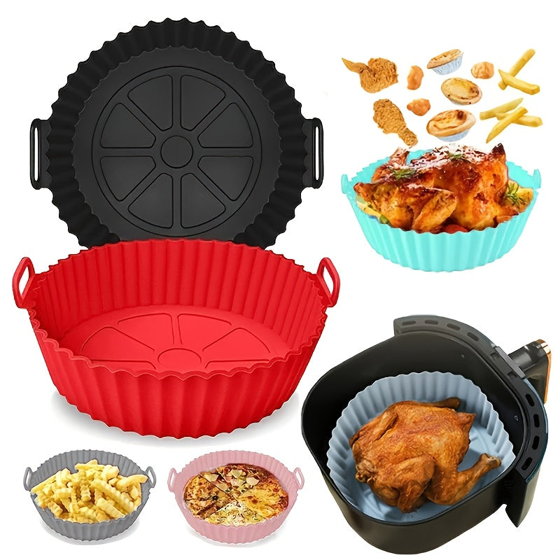 1 pieza de funda de silicona reutilizable para freidor de aire - Antiadherente, apta para alimentos, accesorio versátil para cocinar, compatible con la mayoría de los freidores de aire, ideal para no necesitar energía, accesorios para freidor de aire, fu